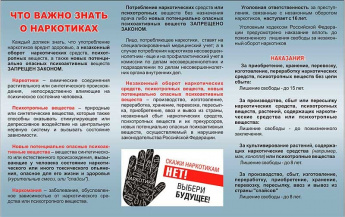 Каждый должен знать, что употребление наркотиков вредит здоросью, а незаконный оборот наркотических средств, психотропных веществ, а также новых потенциально опасных психоактивных веществ запрещён законом.