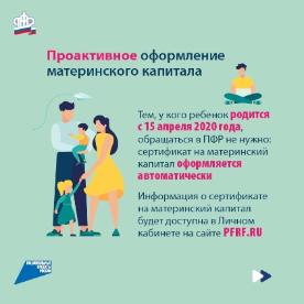 Проактивной выдаче материнского семейного капитала 1 год